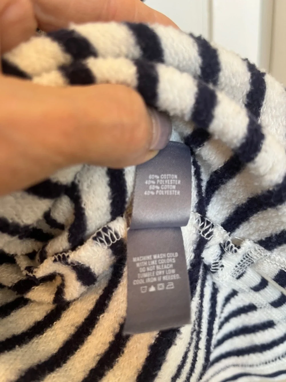 aerie Black & White Striped Hooded Open-Front Sweatshirt - Picture 5 of 7